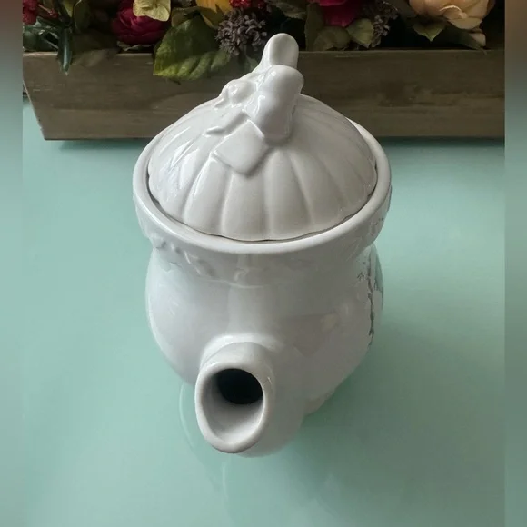 {Enesco Precious Moments} Christmas Happy Holly Days Stoneware Teapot Set 1994 - Picture 11 of 15